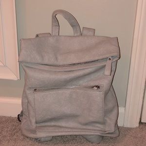 Vegan grey leather backpack